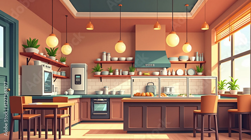 Gourmet Cuisine Isometric Restaurant Scene