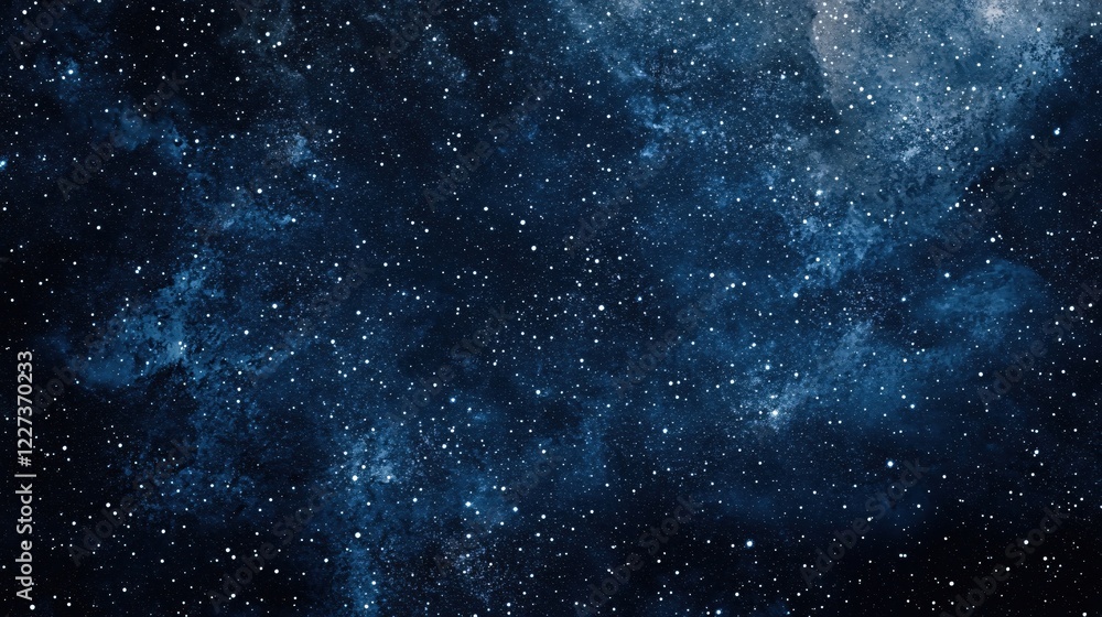 Naklejka premium Deep blue cosmic sky with bright stars and nebula in a dark space background texture