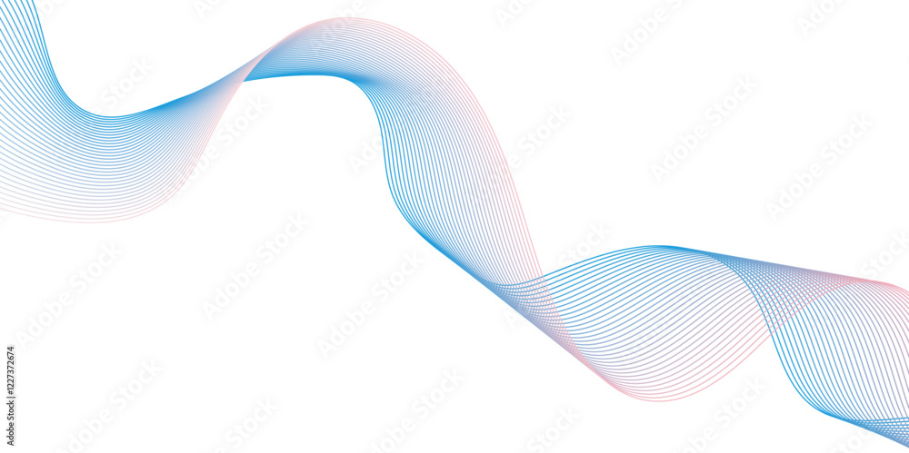 Fototapeta premium Abstract minimal dynamic flowing frequency equalizer wave vector line isolated flow stripe blue music and speed line beautiful digital gradient texture line background. 