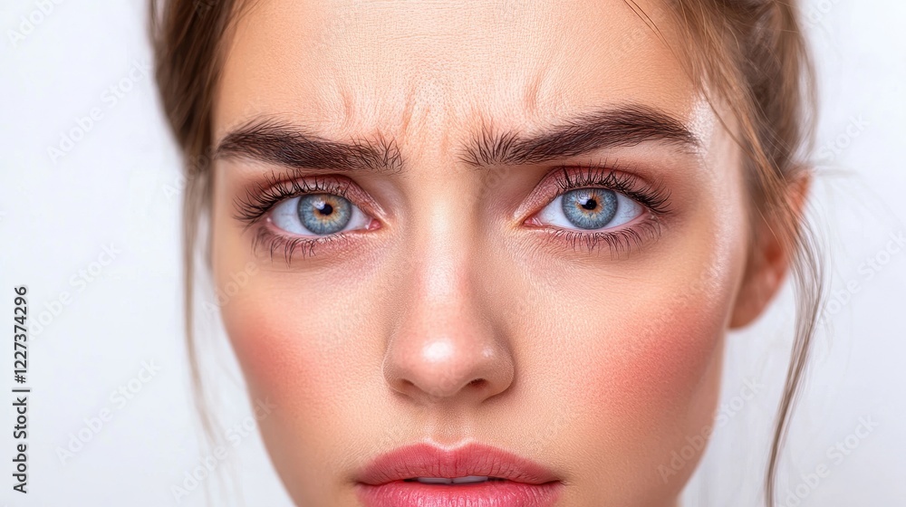 Intense Gaze of Young Woman with Blue Eyes Intense Gaze of Young Woman with Blue Eyes