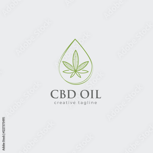 CBD oil, cbd drop, cannabis logo template
