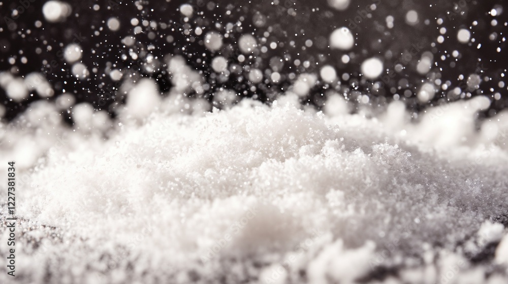 Snow powder macro shot with bokeh effect. Suitable for winter themes, natural phenomena and abstract backgrounds Snow powder macro shot with bokeh effect. Suitable for winter themes, natural phenomena and abstract backgrounds