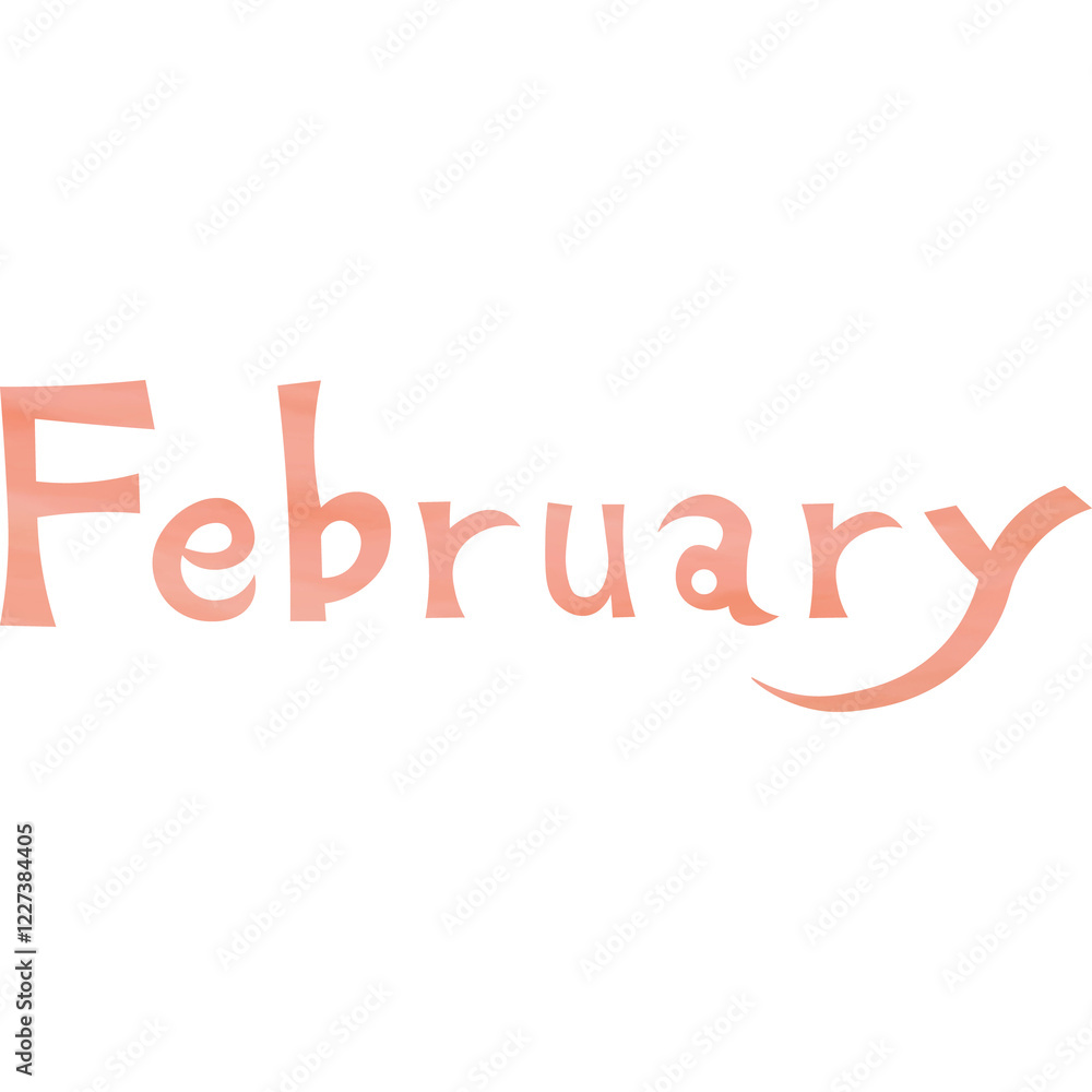 Illustration of an image of an icon of the letter February in a beautiful watercolor pattern. Illustration of an image of an icon of the letter February in a beautiful watercolor pattern.