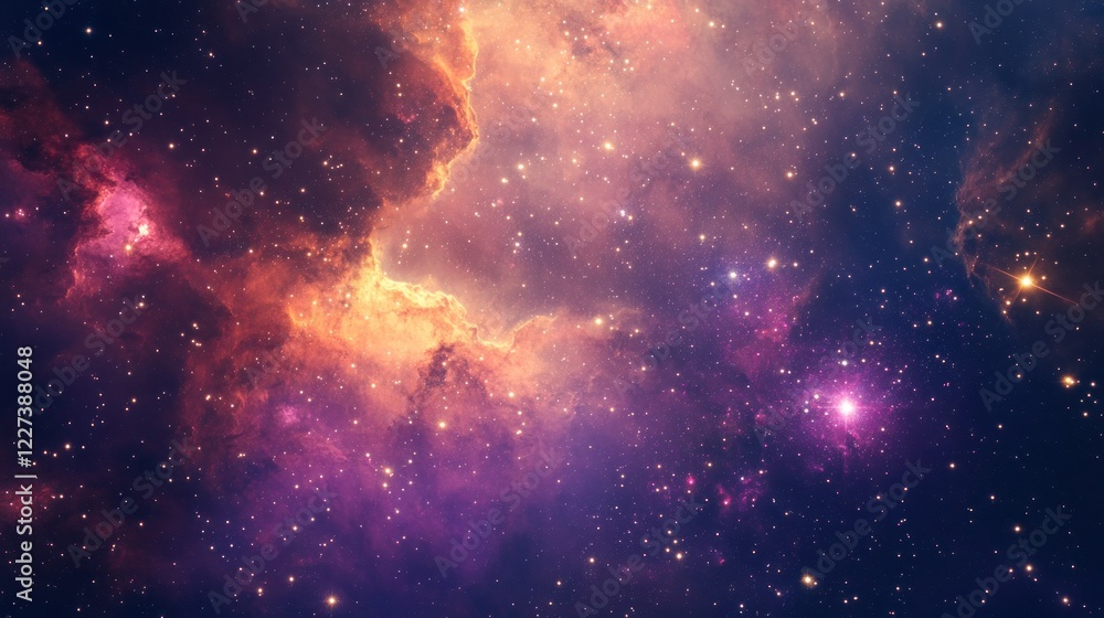 Fototapeta premium Cosmic Nebula Displays Vibrant Colors and Stars