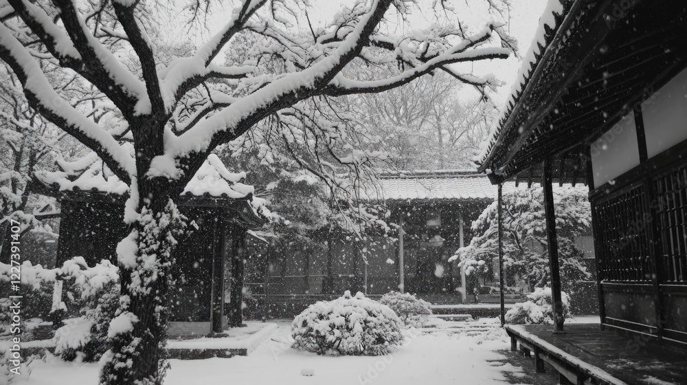Fototapeta premium Snowy Courtyard