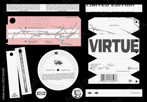 random decorative label design collection. brutalism, trendy labels. layout template.