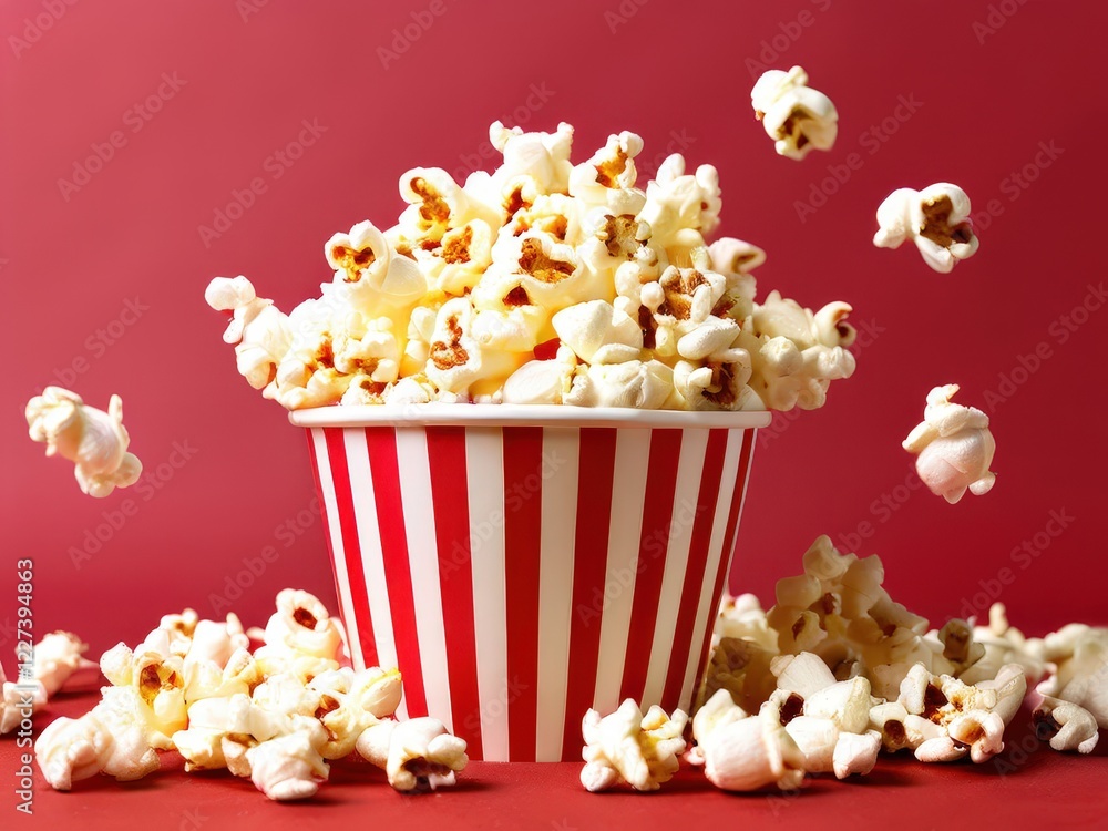 the AI Image Generator, Overflowing Popcorn in a Striped Bucket the AI Image Generator, Overflowing Popcorn in a Striped Bucket