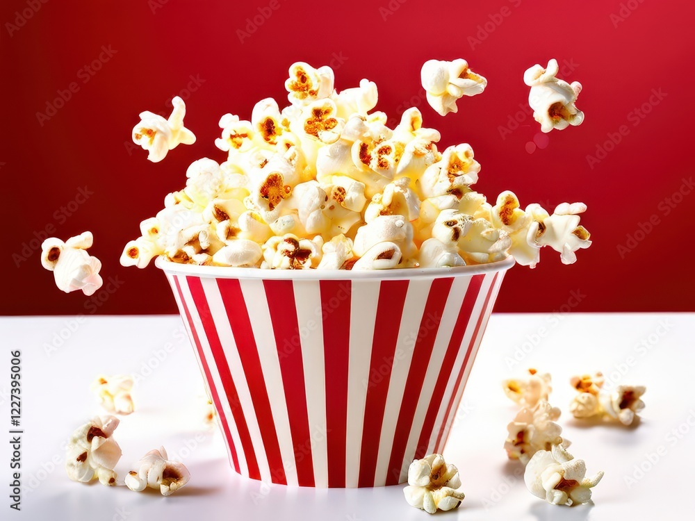 the AI Image Generator, Overflowing Popcorn in a Striped Bucket the AI Image Generator, Overflowing Popcorn in a Striped Bucket