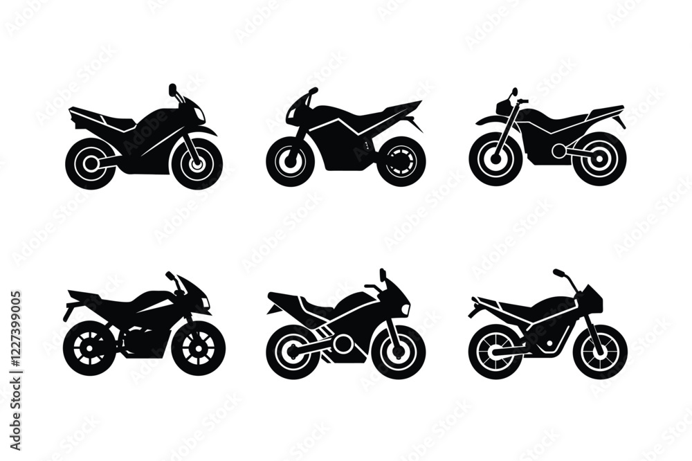 Obraz premium Modern electric motorcycle silhouette isolated on white background
