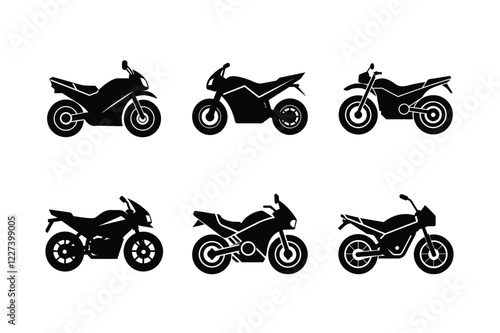 Modern electric motorcycle silhouette isolated on white background