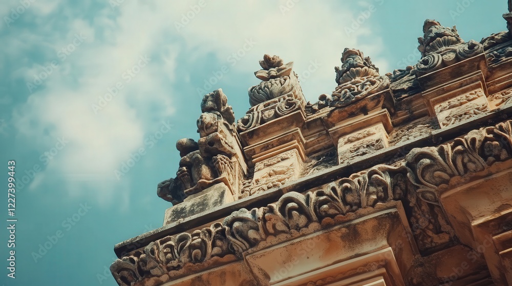 a temple roof from a low angle, capturing the ornate details of the tiles and decorative features, a temple roof from a low angle, capturing the ornate details of the tiles and decorative features,