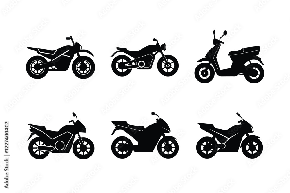 Obraz premium Futuristic electric bike silhouette on white isolated background