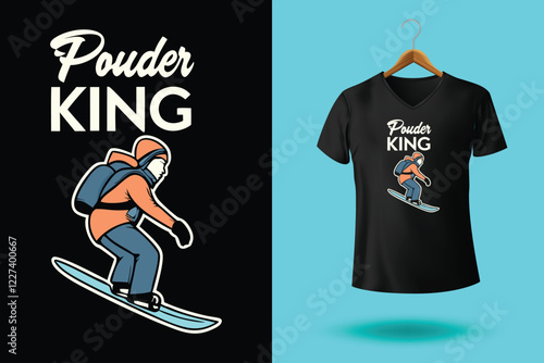 Snowboarder is having fun riding down a snowy mountainside in a cool, vintage style illustration. This design is perfect for winter sports enthusiasts.