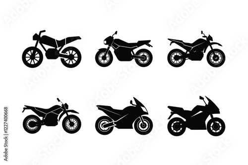 Electric motorcycle silhouette isolated on white clean background