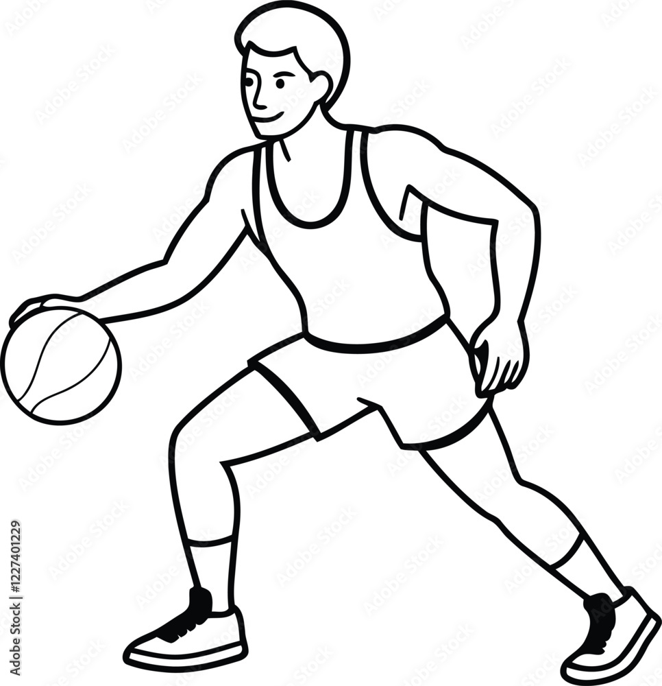 Basketball player in action silhouette vector illustration, basketball player in action line art vector, basketball player in action vector icon Basketball player in action silhouette vector illustration, basketball player in action line art vector, basketball player in action vector icon