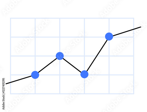 Wallpaper Mural Grid paper background with blue data points and black lines forming a upward trend. Ideal for presentations, reports, business analysis, statistics, data visualization, finance, marketing. Landing Torontodigital.ca