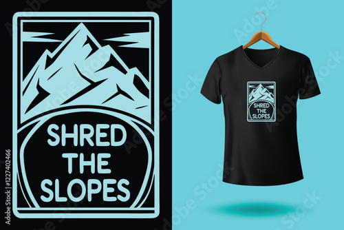 Snowboarder is having fun riding down a snowy mountainside in a cool, vintage style illustration. This design is perfect for winter sports enthusiasts.