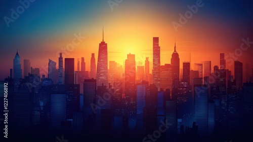 Futuristic city skyline symbolizing progress, clean architectural
