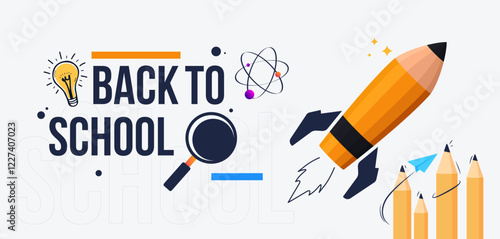 Welcome to school. Back to school themed design template with stationery ornament. Time to go back to school. Studying in school. White background