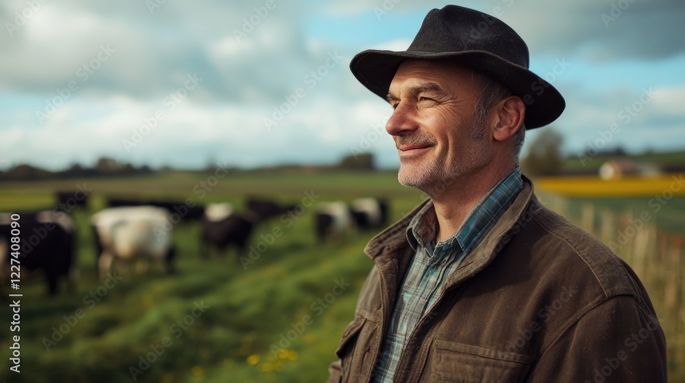 Man Among Cattle Man Among Cattle