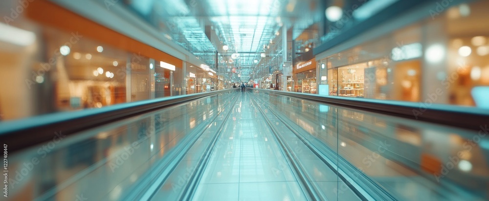 Obraz premium Modern Airport Conveyor Belt: A Journey Through Retail Bliss