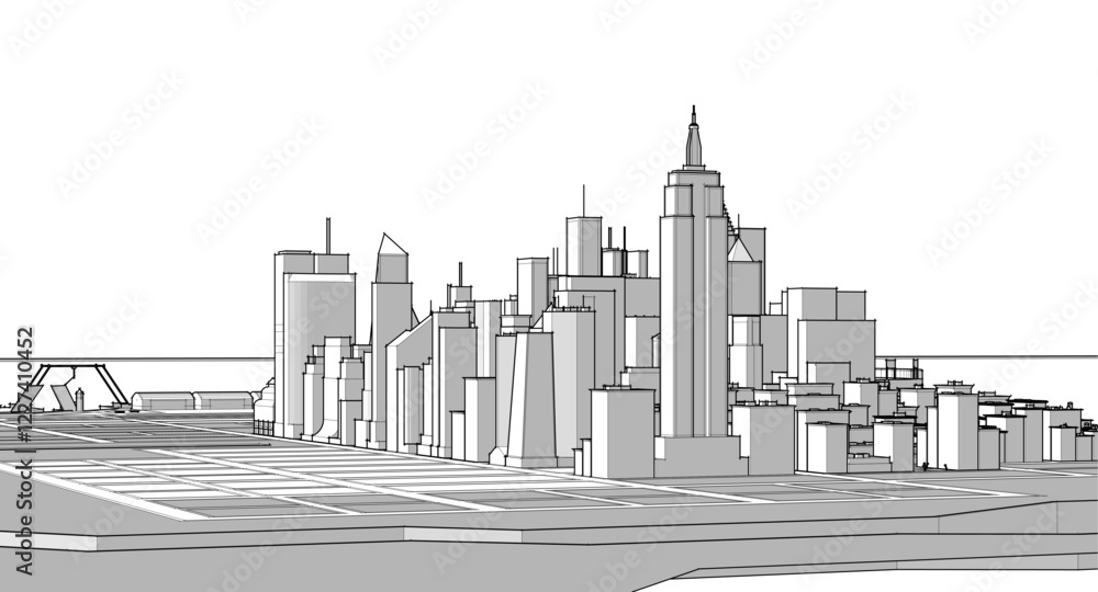 Fototapeta premium modern city industrial landscape 3d