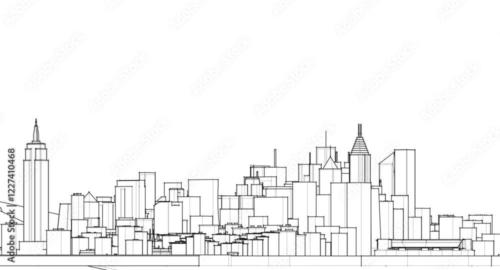 Obraz premium modern city industrial landscape 3d