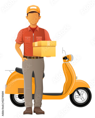 delivery man on scooter courier service vector illustration isolated on white background