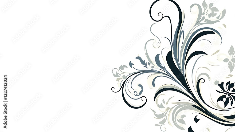 Elegant Swirling Floral Design in Grey and Black Elegant Swirling Floral Design in Grey and Black