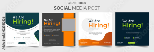 We are hiring job vacancy social media post banner design template with red color. We are hiring job vacancy square web banner design. Employee vacancy announcement. Illustration isolated