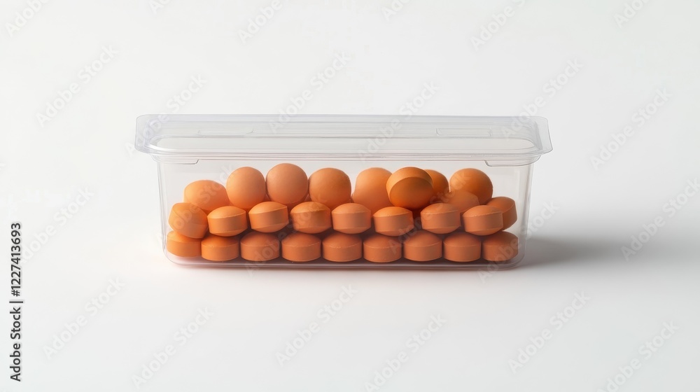 Fresh Eggs in Transparent Storage Container