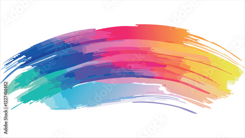 Watercolor brush strokes background, rainbow colors, isolated, for design