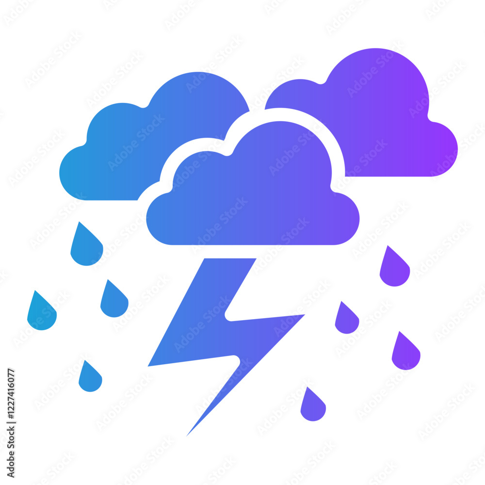 Thunderstorm glyph gradient icon Thunderstorm glyph gradient icon