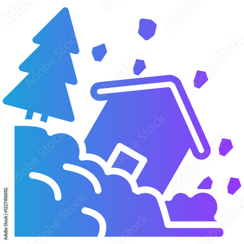 Landslide glyph gradient icon