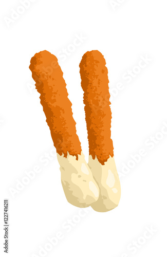 Fried cheese dipped in mayonnaise sauce on white background 