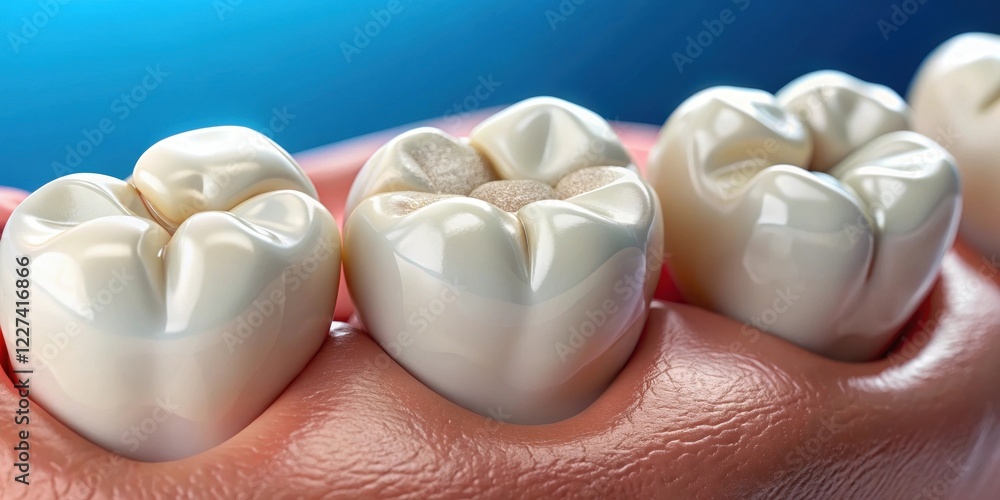 Dental composite filling material on a tooth, composite filling, dental filling Dental composite filling material on a tooth, composite filling, dental filling