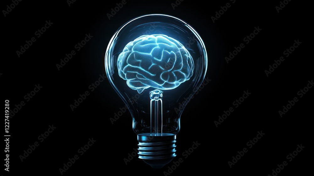 Brain in a Light Bulb - Conceptual Illustration of Ideas and Innovation Brain in a Light Bulb - Conceptual Illustration of Ideas and Innovation