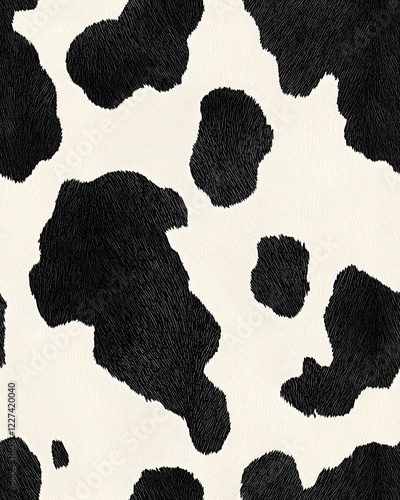 Seamless Cowhide Texture with Contrasting Black and White Spots for a Modern Design Aesthetic