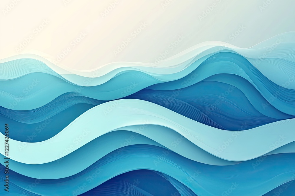 Abstract Blue Waves Papercut Style Design Abstract Blue Waves Papercut Style Design