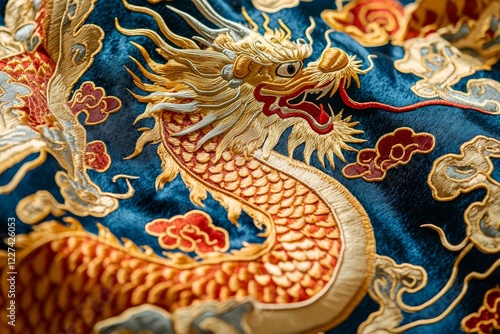 Wallpaper Mural Close up of intricate dragon pattern embroidered on traditional fabric. Torontodigital.ca