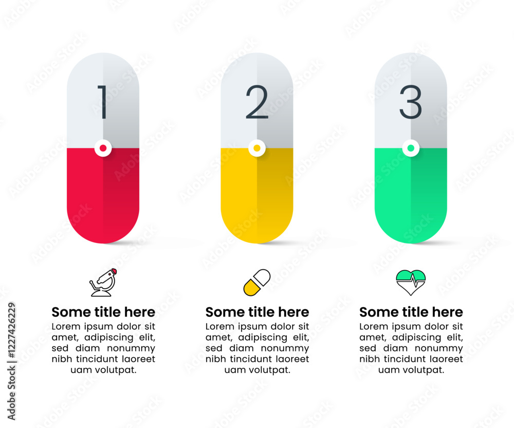 Infographic template. Medical concept with pills and 3 steps Infographic template. Medical concept with pills and 3 steps