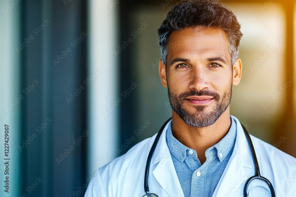 Poster A doctor explaining the benefits of a new treatment to a ...