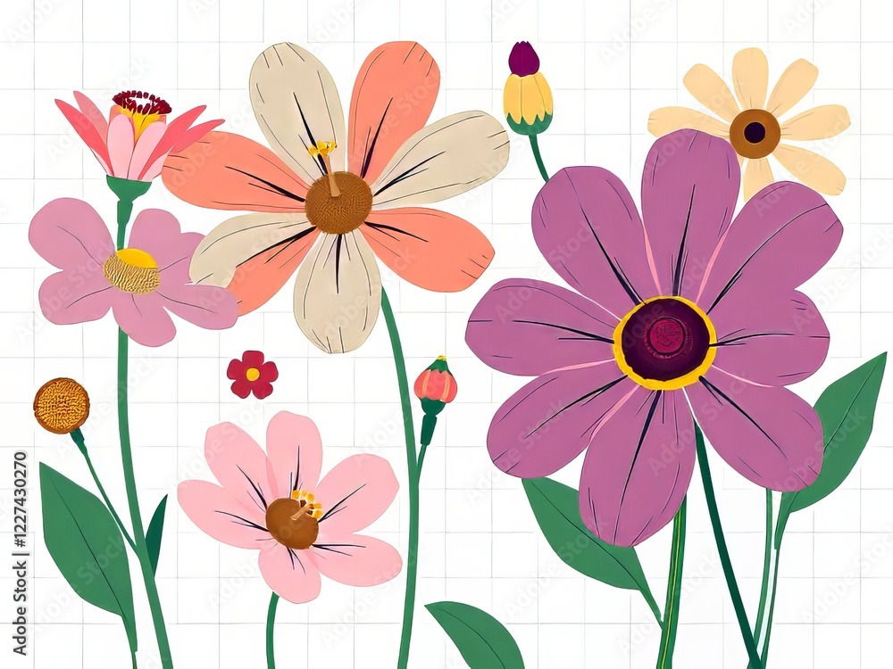 Obraz premium Vibrant Abstract Flower Patterns - Educational Backgrounds