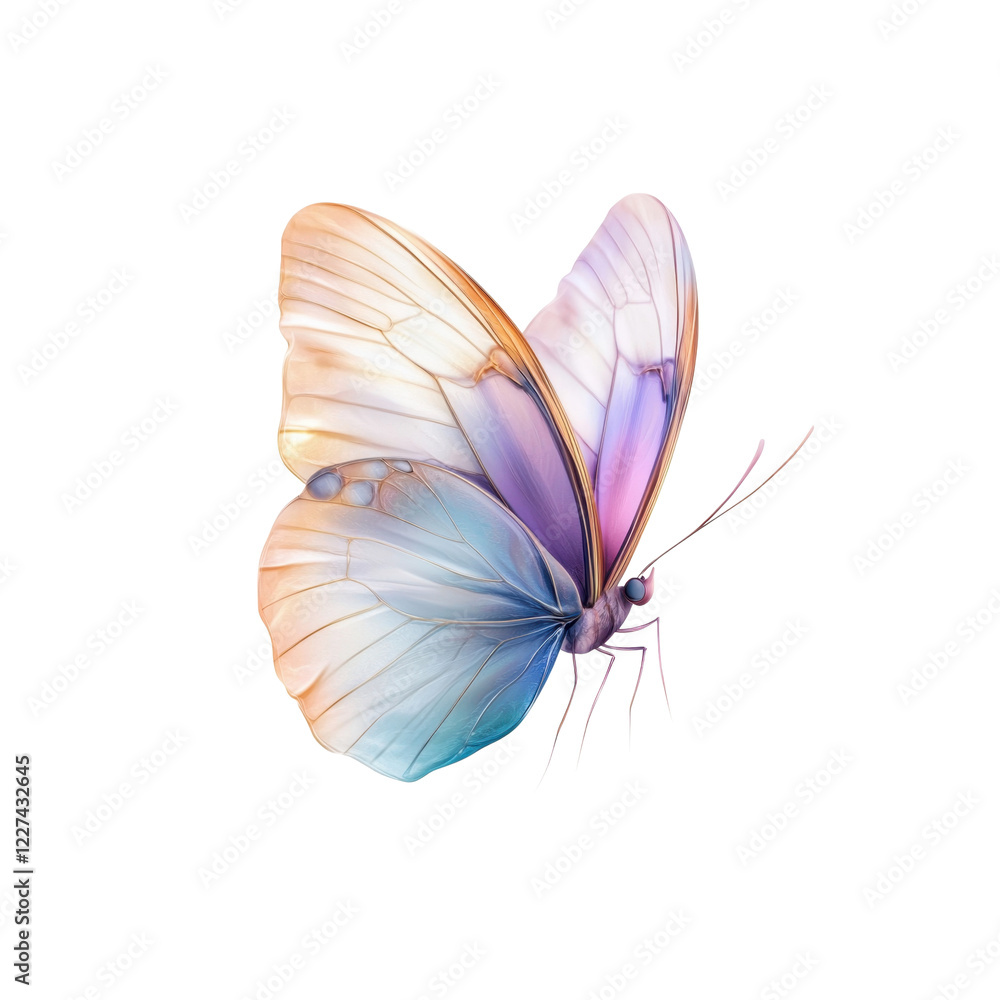 Fototapeta premium Colorful Butterfly with Delicate Wings on Black Background