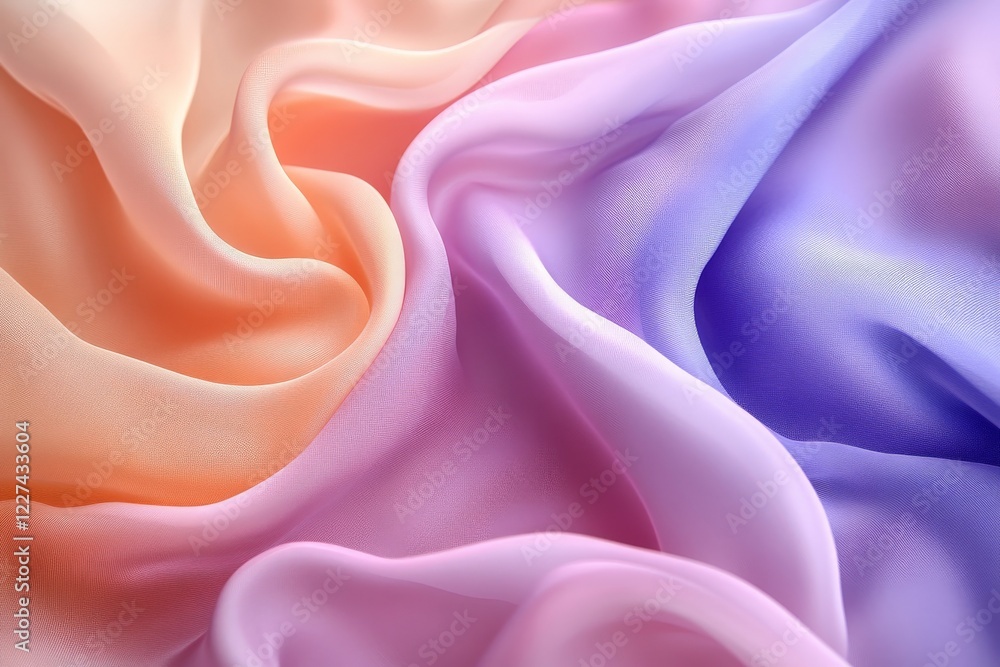 Beautifully draped silk fabric in soft pastel shades creating an elegant wave pattern Beautifully draped silk fabric in soft pastel shades creating an elegant wave pattern
