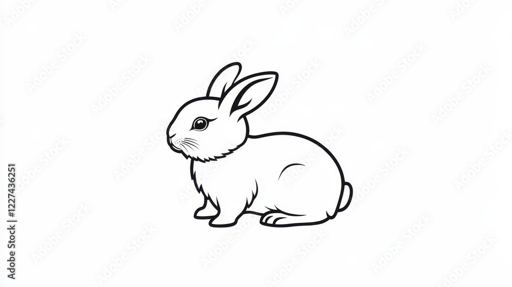 Black And White Vector Illustration Of A Cute Baby Rabbit. Bunny Drawing For Coloring Books. Black And White Vector Illustration Of A Cute Baby Rabbit. Bunny Drawing For Coloring Books.