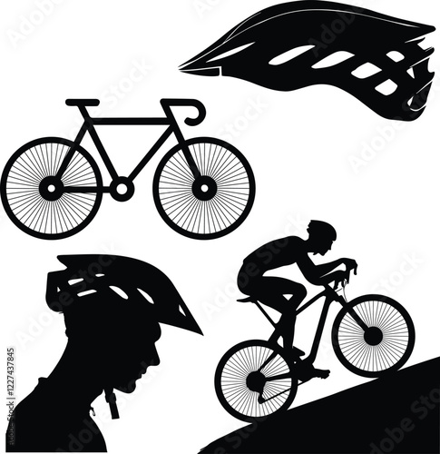 silhouette of a person riding a bicycle - Silhouette of a cyclist, illustration of cycle photo