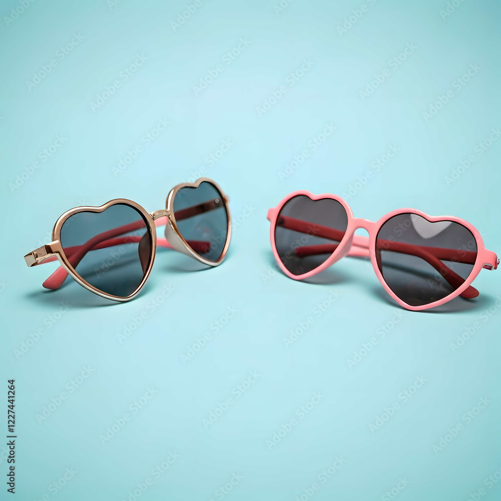 Heart-Shaped Sunglasses on Neutral Background Heart-Shaped Sunglasses on Neutral Background