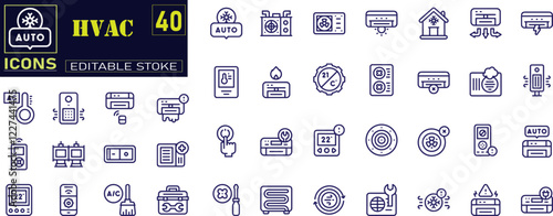 Set of 40 outline icons related to hvac.	
