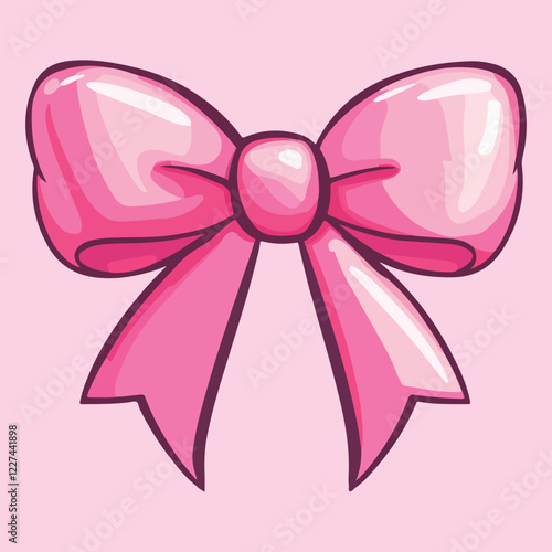 A pink bow with a ribbon that says bow vectr illustration